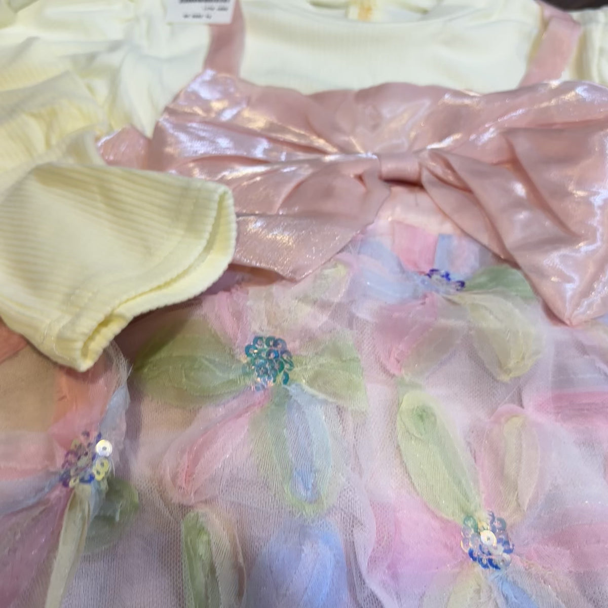 Girls Pastel Bow Tulle Frock