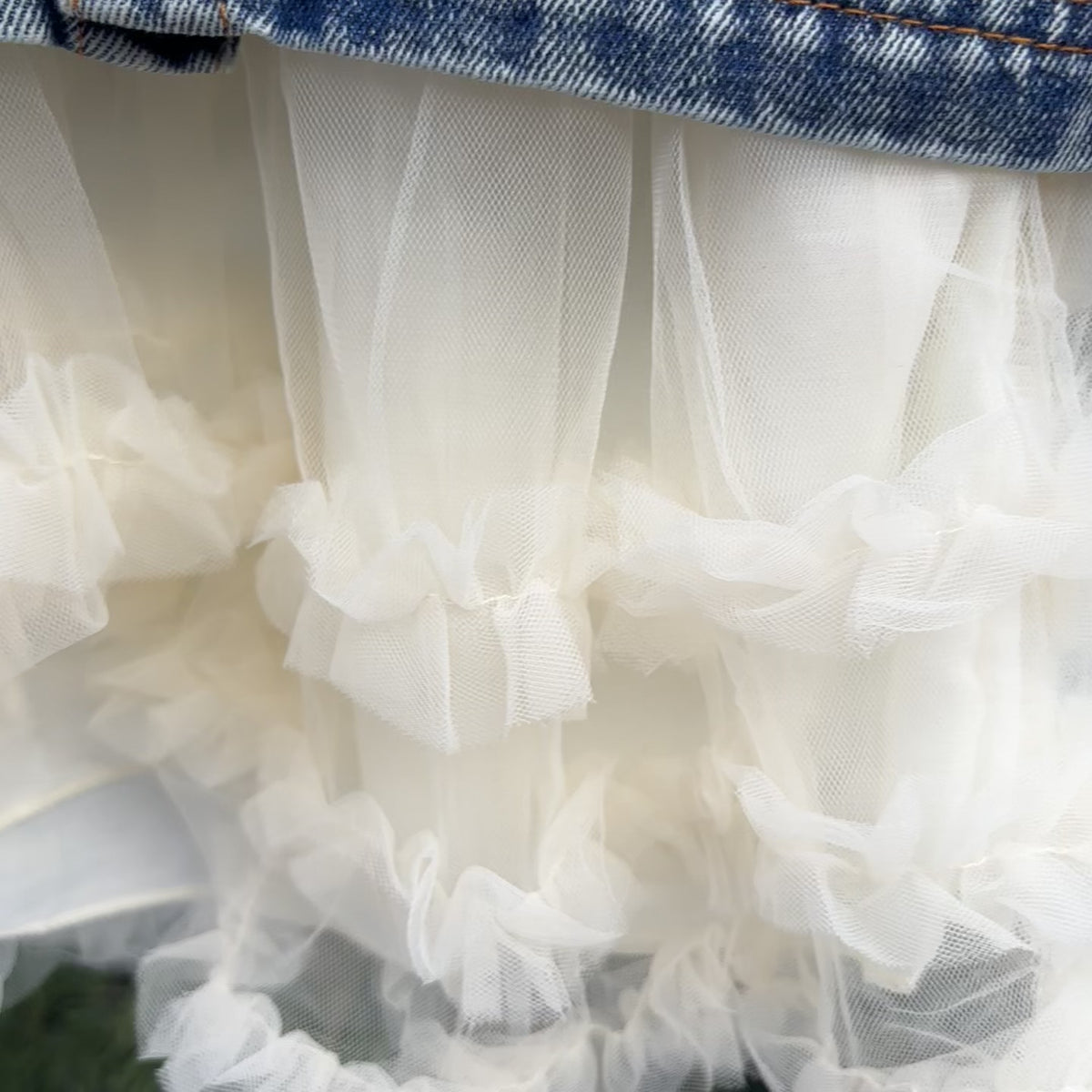 Girls Denim Flower Jacket & Tulle Frock Set