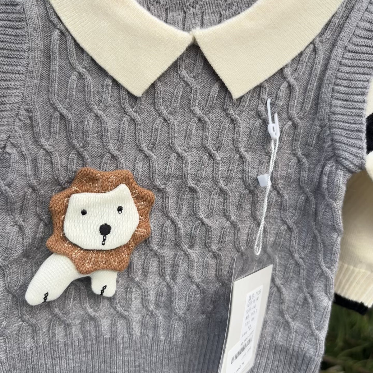 Boys Lion Cable Knit Shirt & Trouser Set