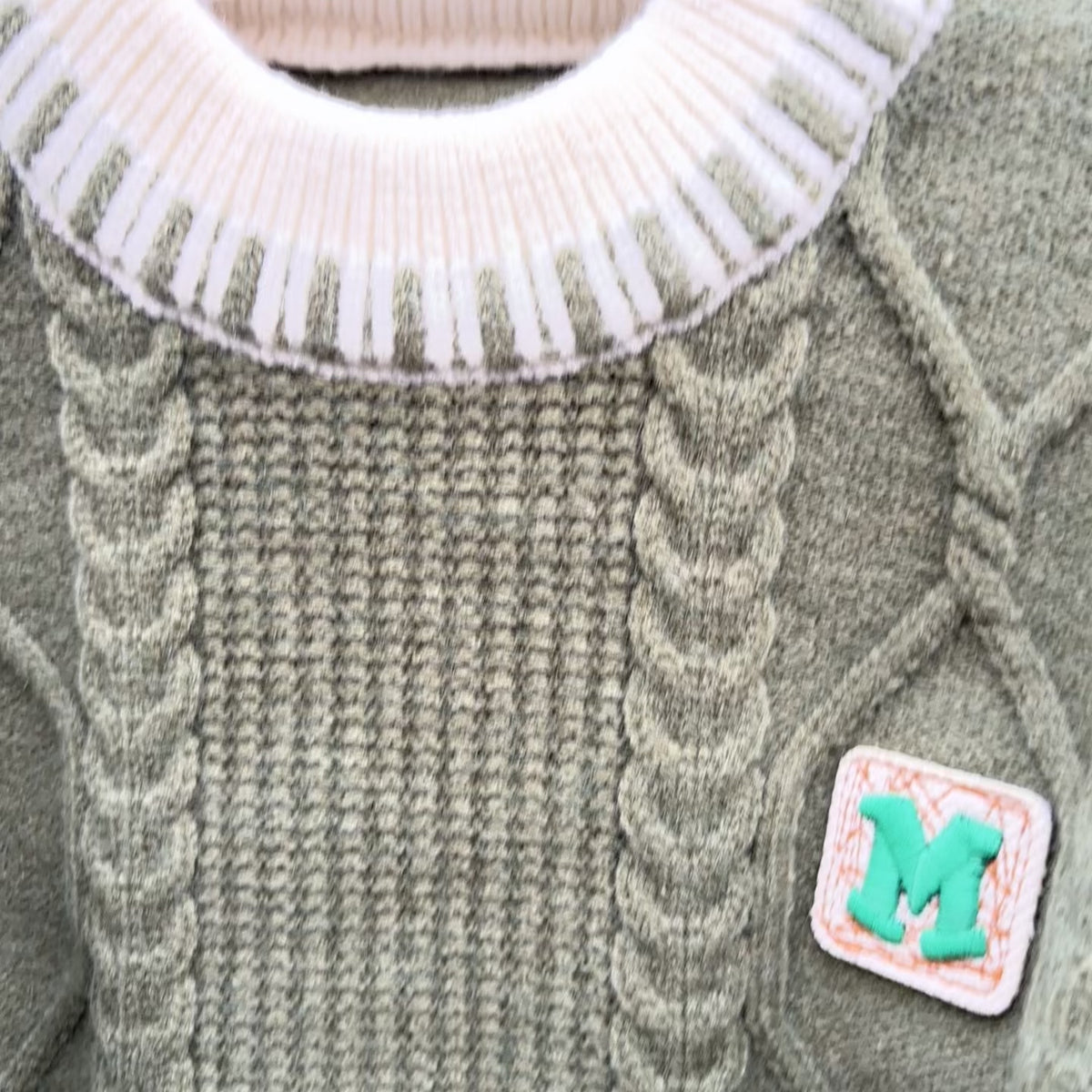 Boys Cable Knit Letter Patch Sweater