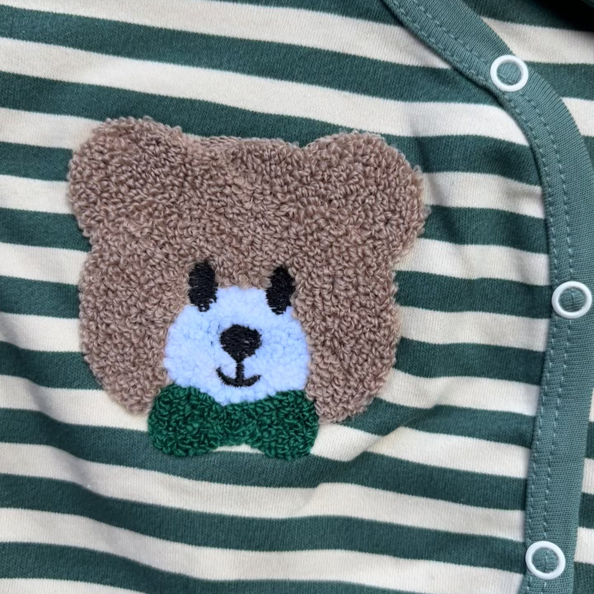 Baby Teddy Applique Cap, Wrap Shirt & Footed Trouser Set