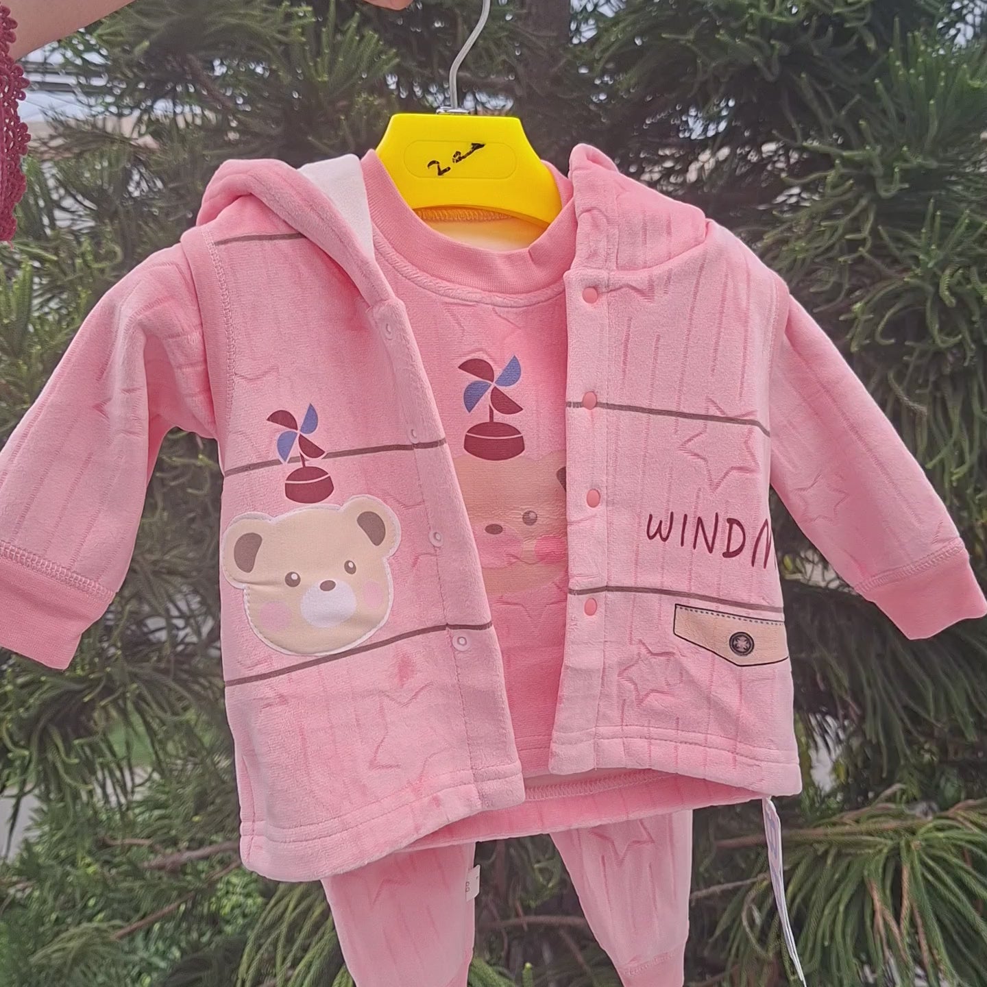 Bear & Star Velvet 3-Piece Baby Tracksuit