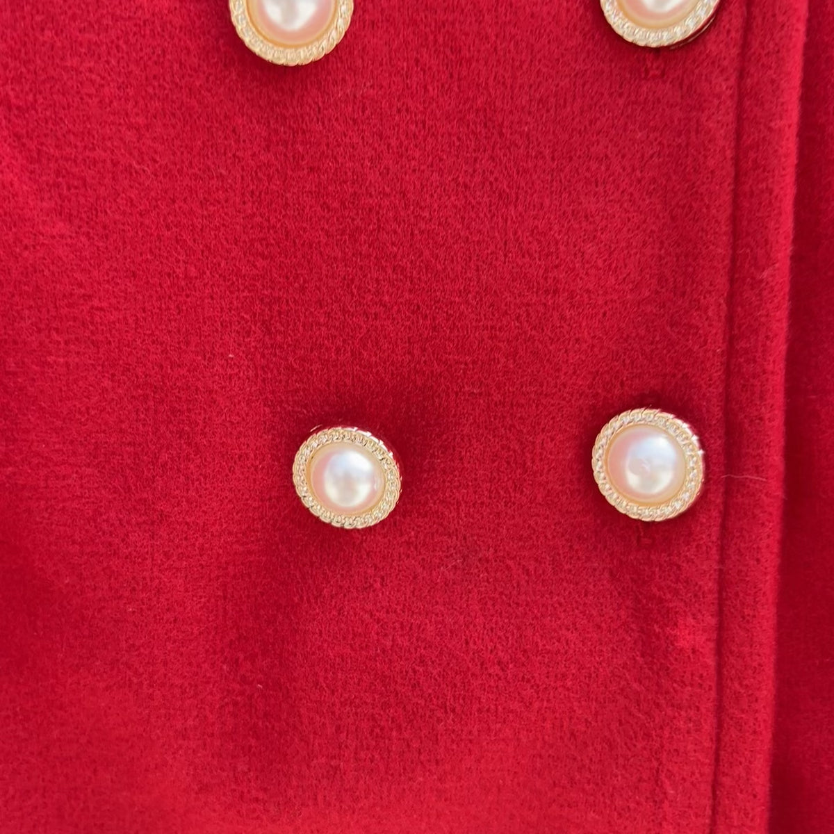 Baby Girl Pearl Button Red Frock Coat