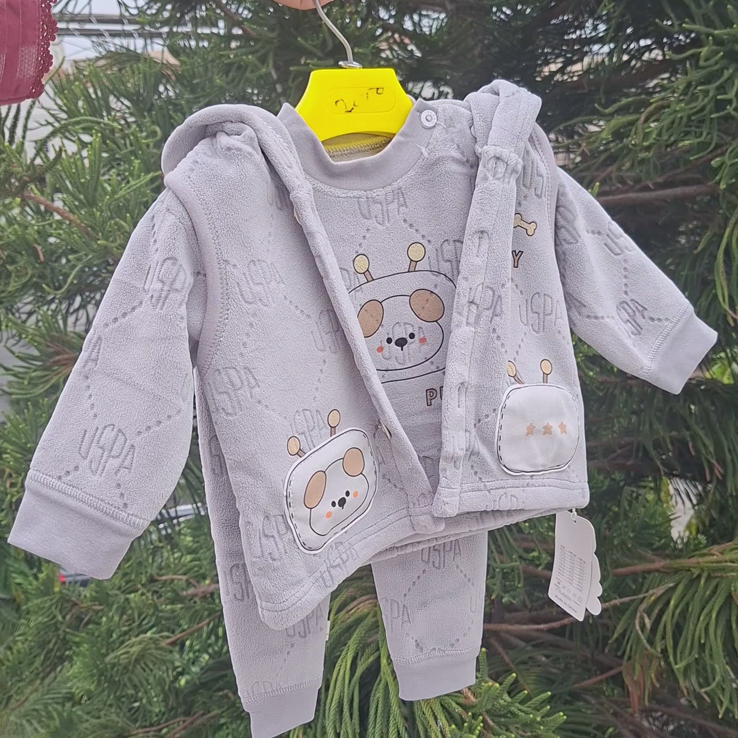 Puppy Velvet 3-Piece Baby Tracksuit