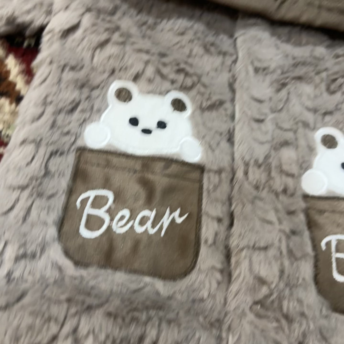 Baby Bear Pocket Shaggy Hooded Romper