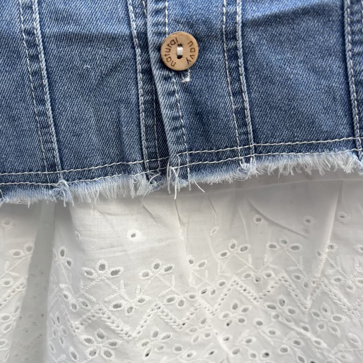 Girls Eyelet Frock & Denim Bow Jacket Set