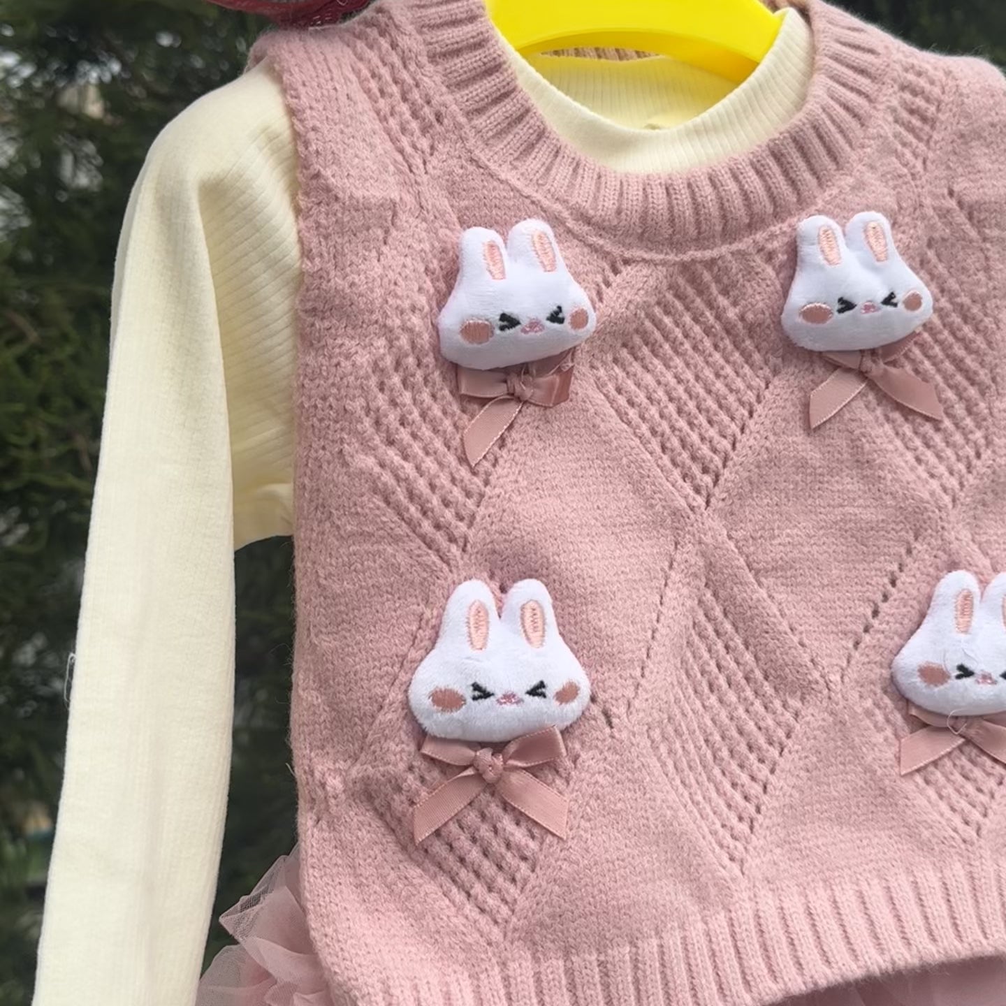 Bunny Knit 2-Piece Girls Frock Set