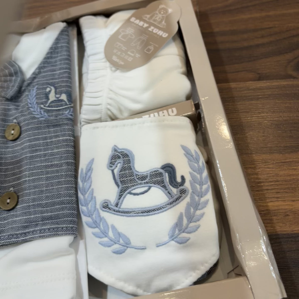 Baby Rocking Horse Waistcoat Shirt & Footed Trouser 5PC Starter Set