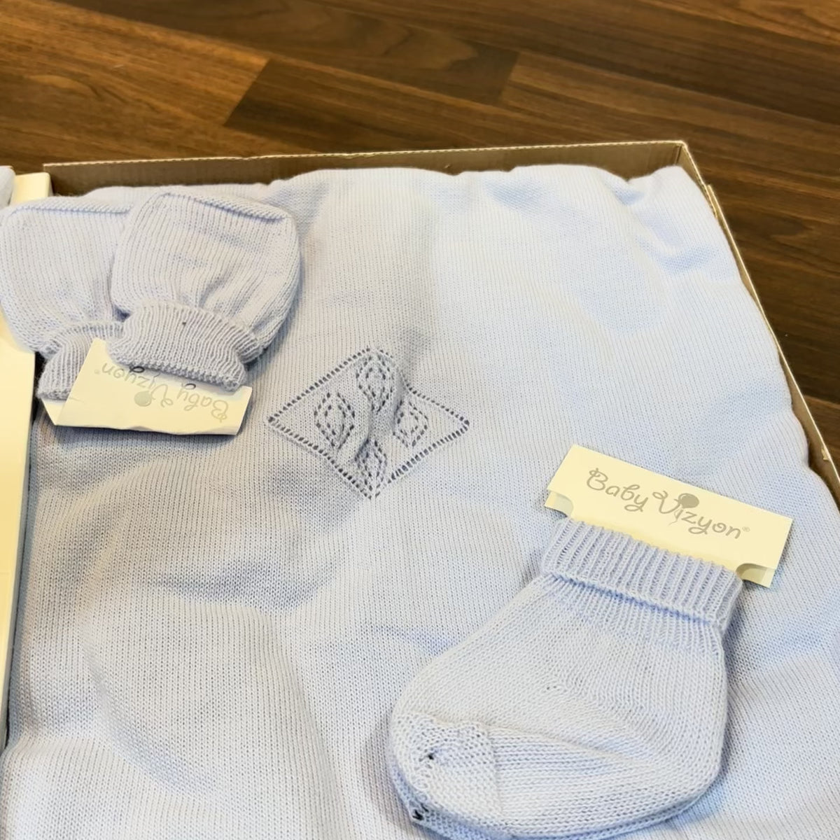 Baby Pointelle Knit Romper & Blanket 5PC Starter Set