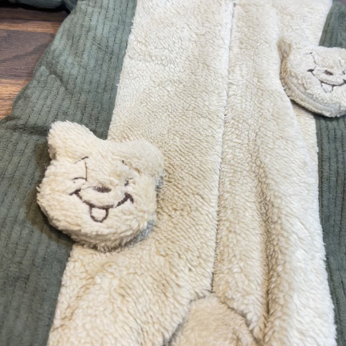 Baby Teddy Ear Contrast Plush Romper