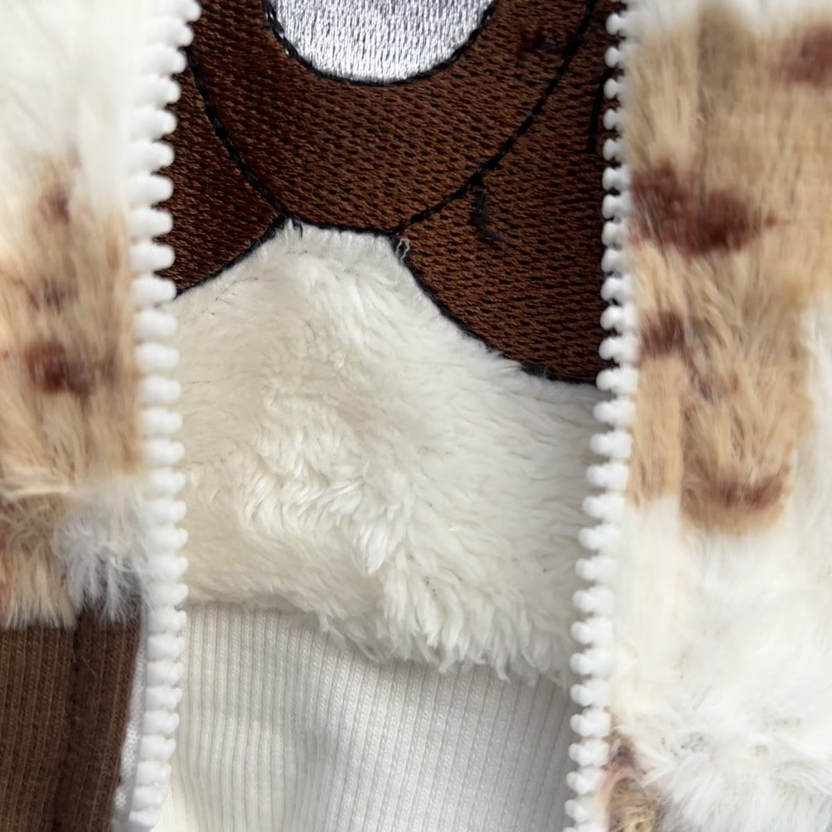Kids Teddy Print Shaggy Hooded Jacket & Trouser 3PC Suit