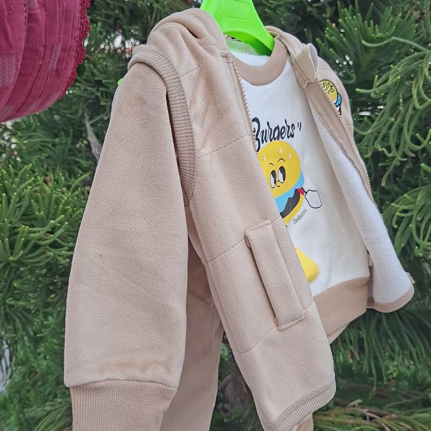 Kids Velvet Winter 3-Piece Hooded Set