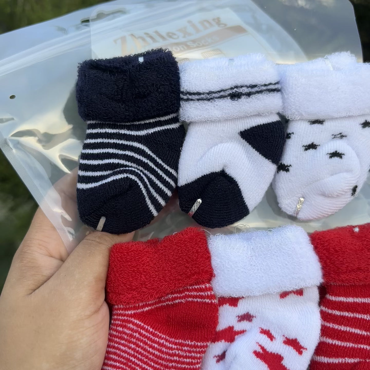 Pack of 6 Patterned Newborn Socks