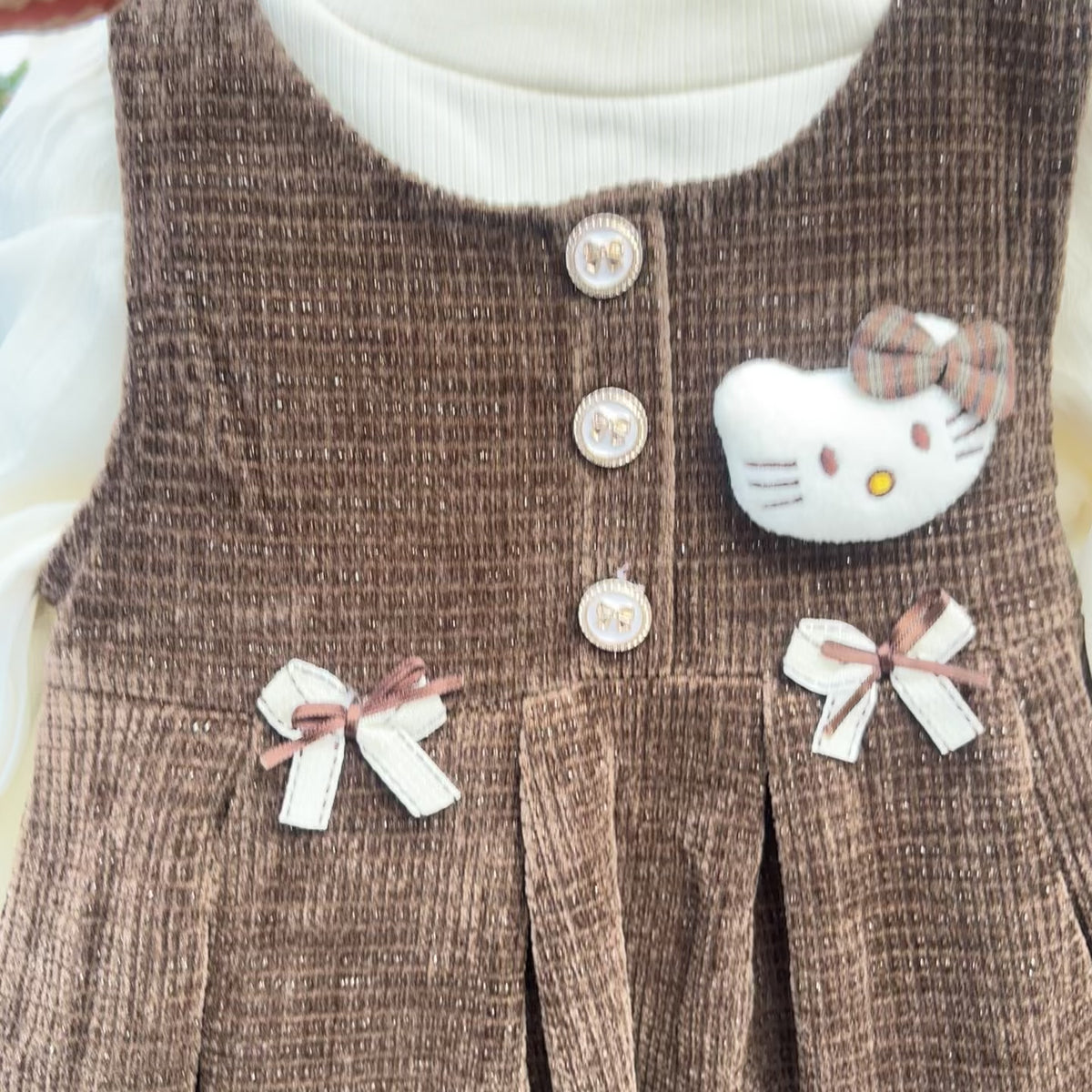 Girls Cat Applique Frock & Shirt Set