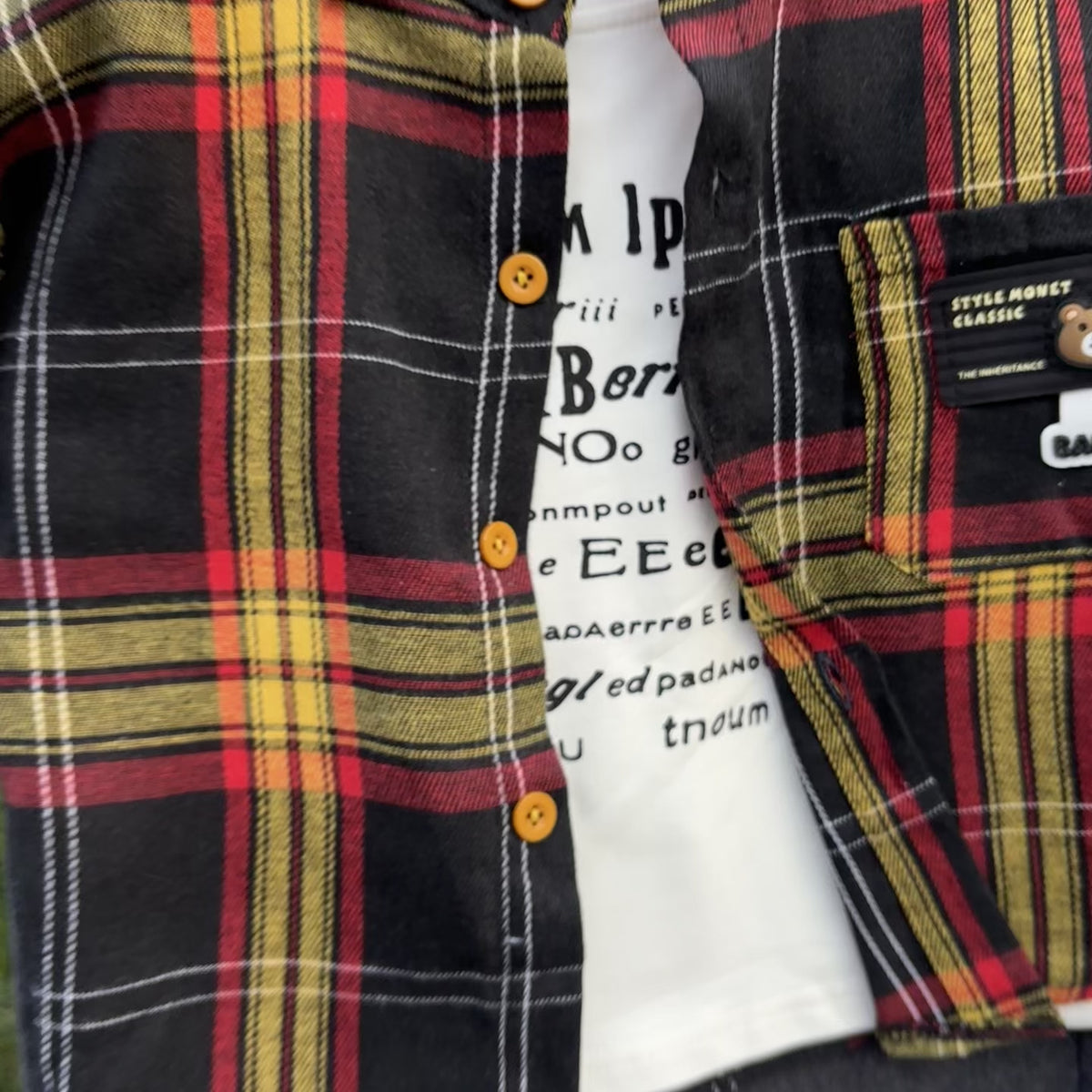 Boys Check Shirt, Graphic Inner Shirt & Denim Pant 3PC Suit