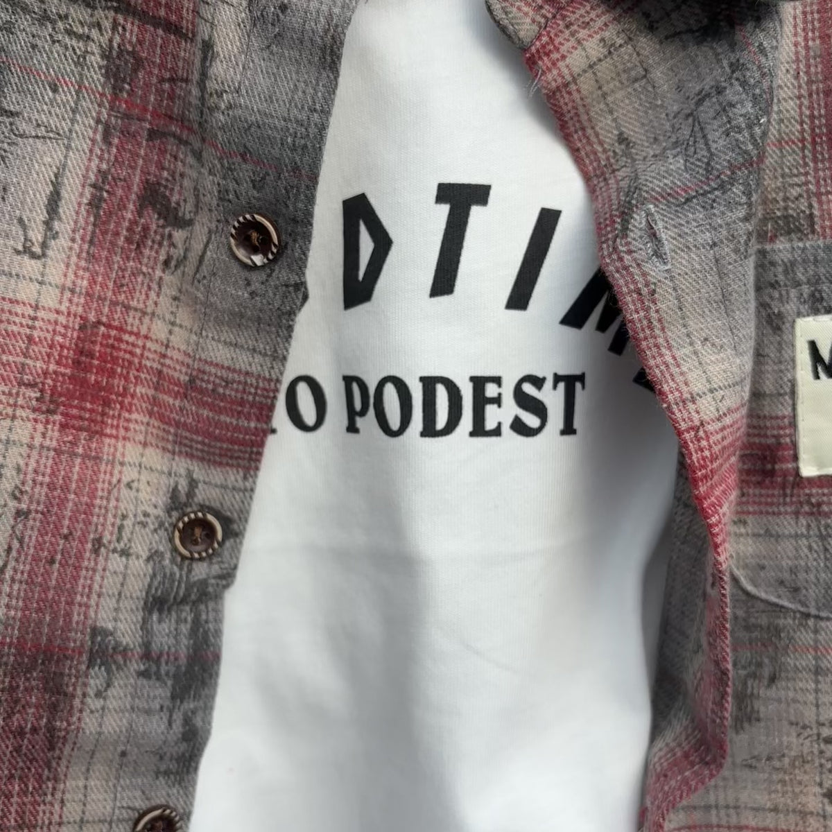 Boys Vintage Check Shirt, Inner & Denim Baggy Pant Set