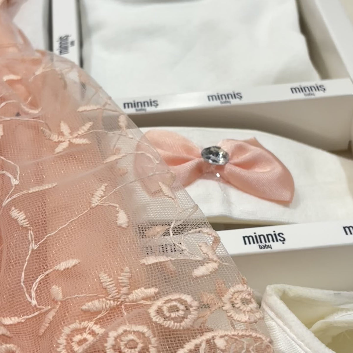 Baby Lace Bow Frock 4PC Premium Set