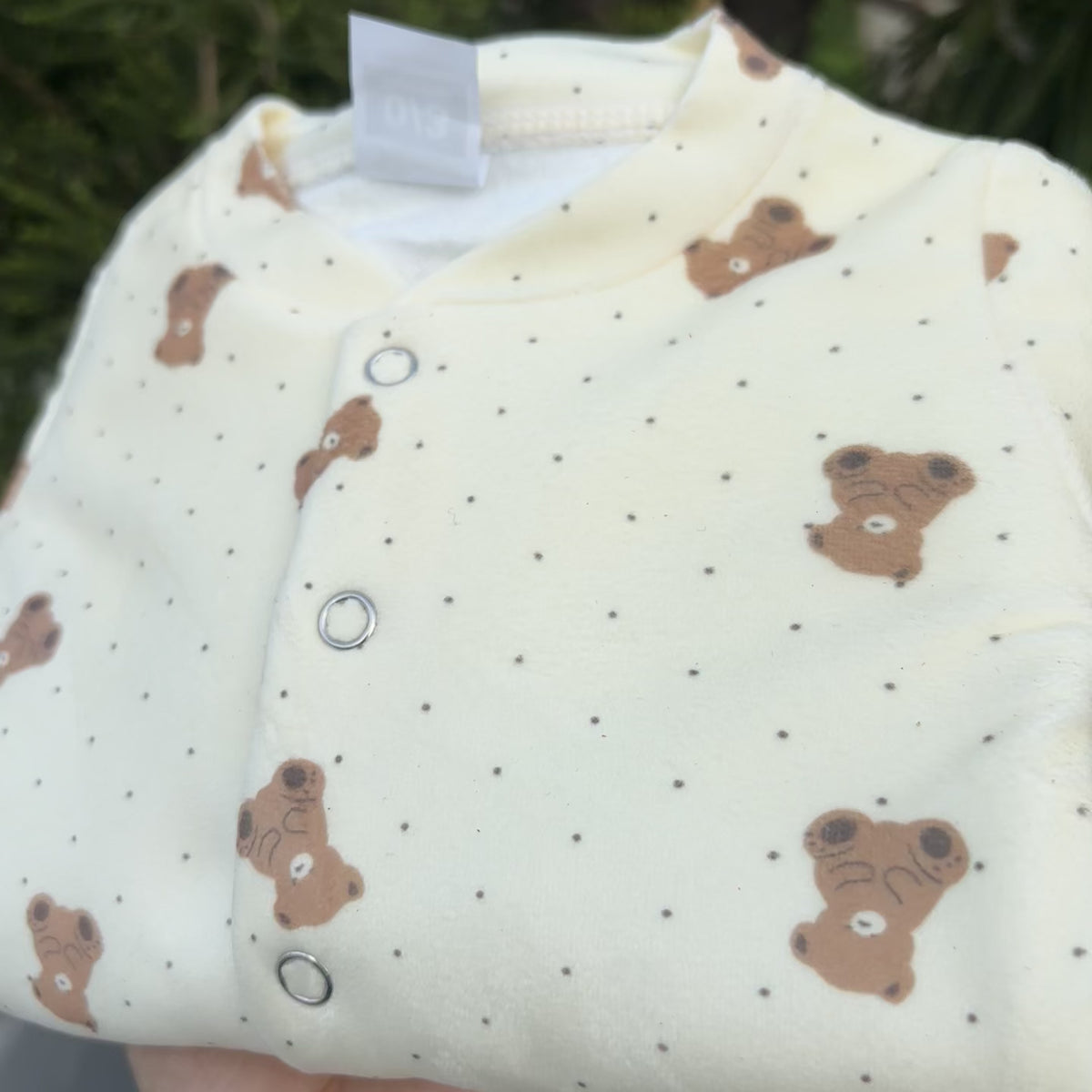 Newborn Teddy Print Fleece Shirt & Trouser Set