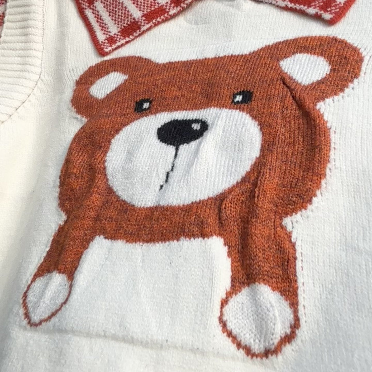 Baby Bear Check Collar Knit Sweater