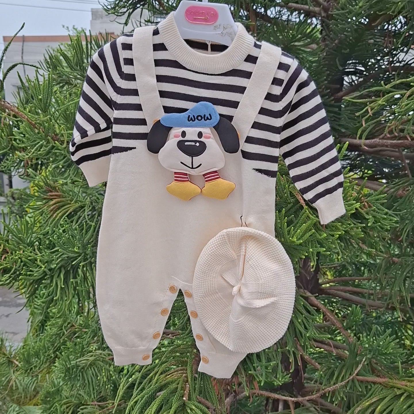 Baby Puppy Applique Dungaree Set