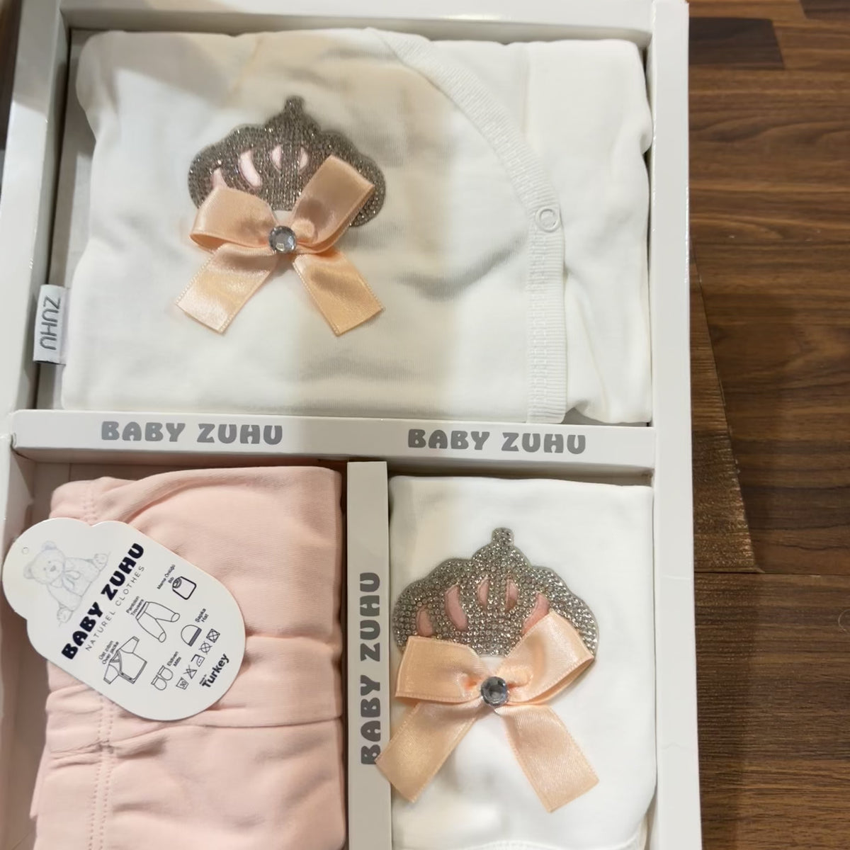 Baby Crown Bow Shirt & Footed Trouser 5PC Starter Set