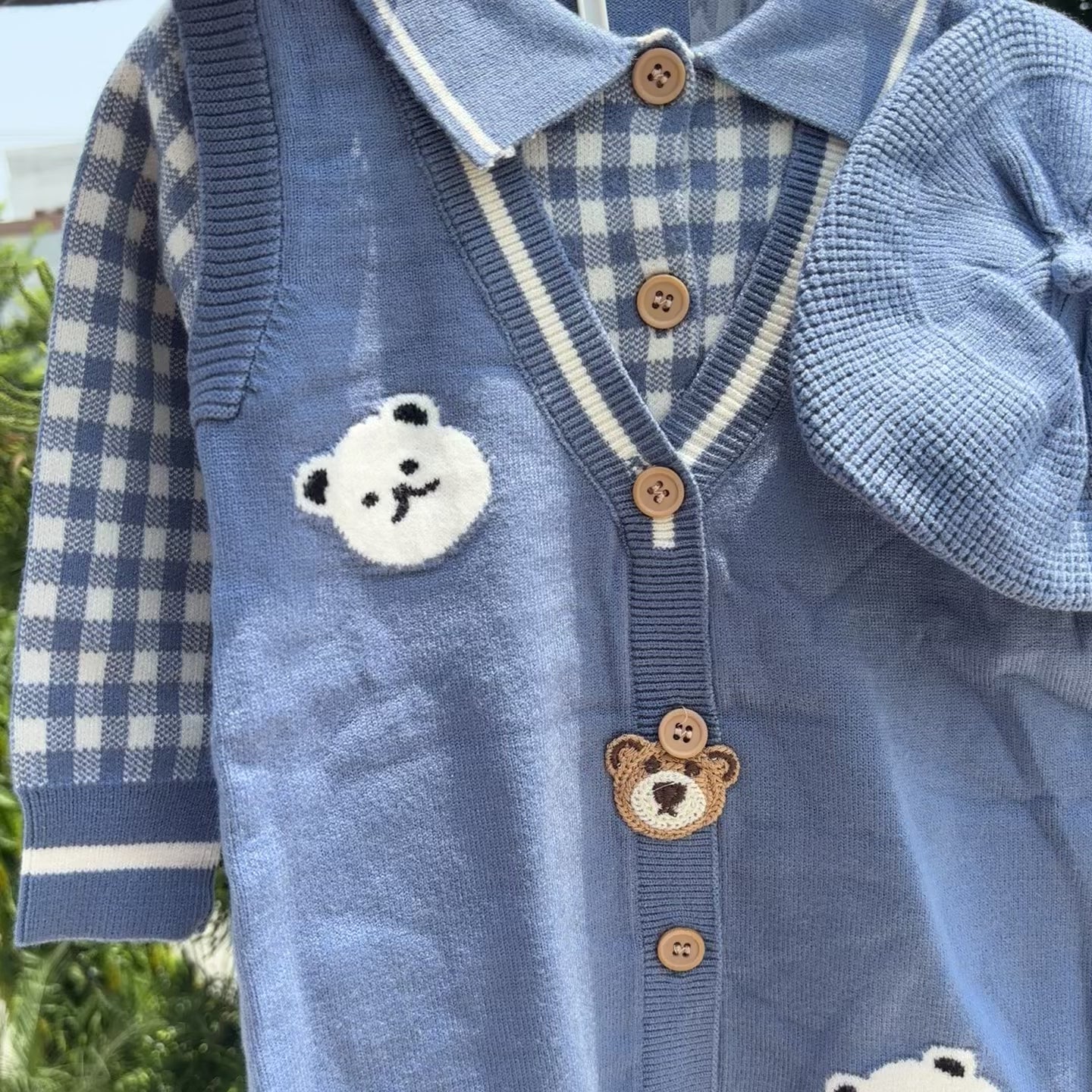 Teddy Knit 2-Piece Baby Romper Set