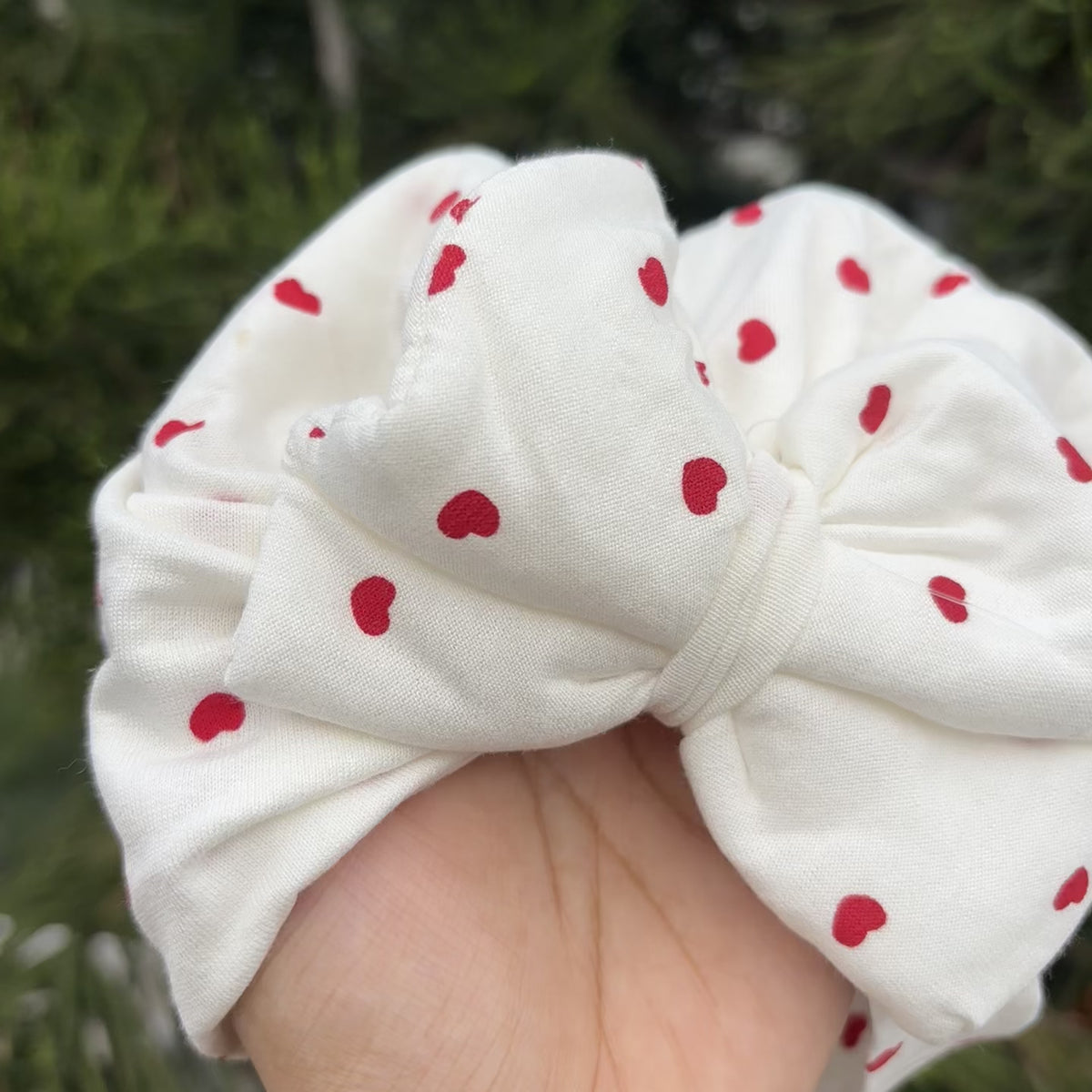 Baby Heart Print Bow Turban Cap