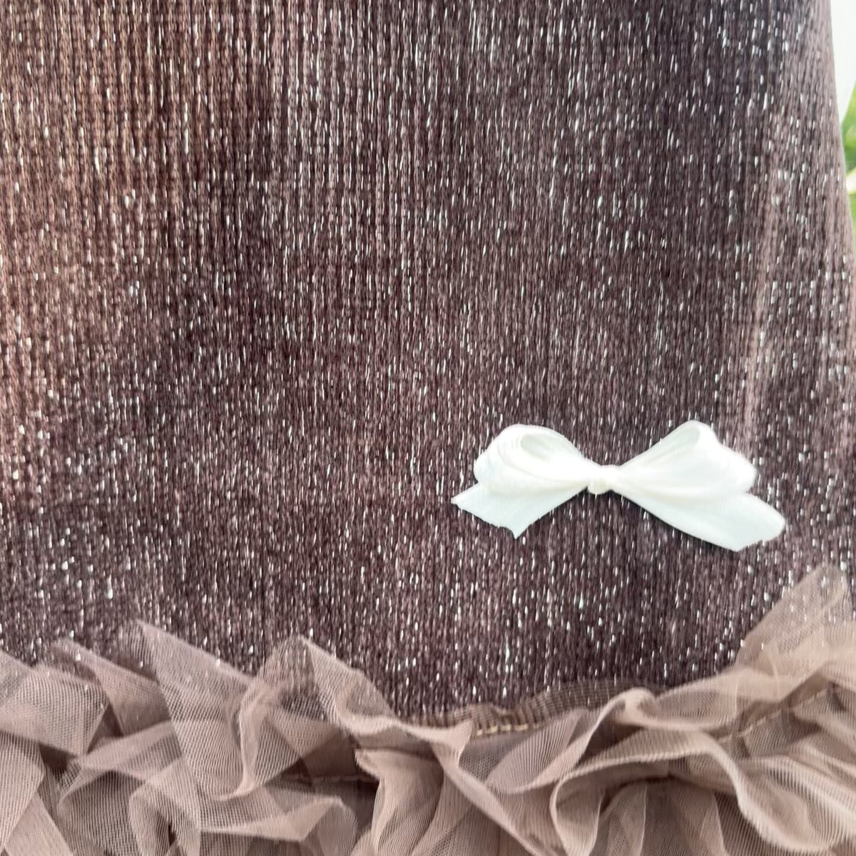 Girls Velvet Frock with Tulle Ruffle & Cute Appliqués