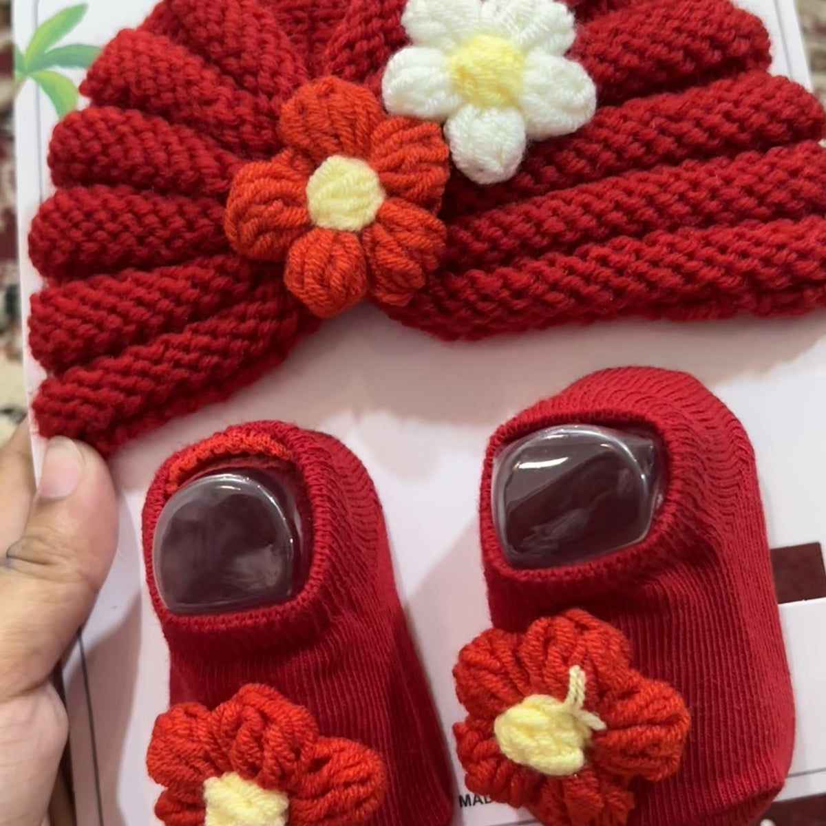 Baby Floral Turban Cap & Booties 2PC Set