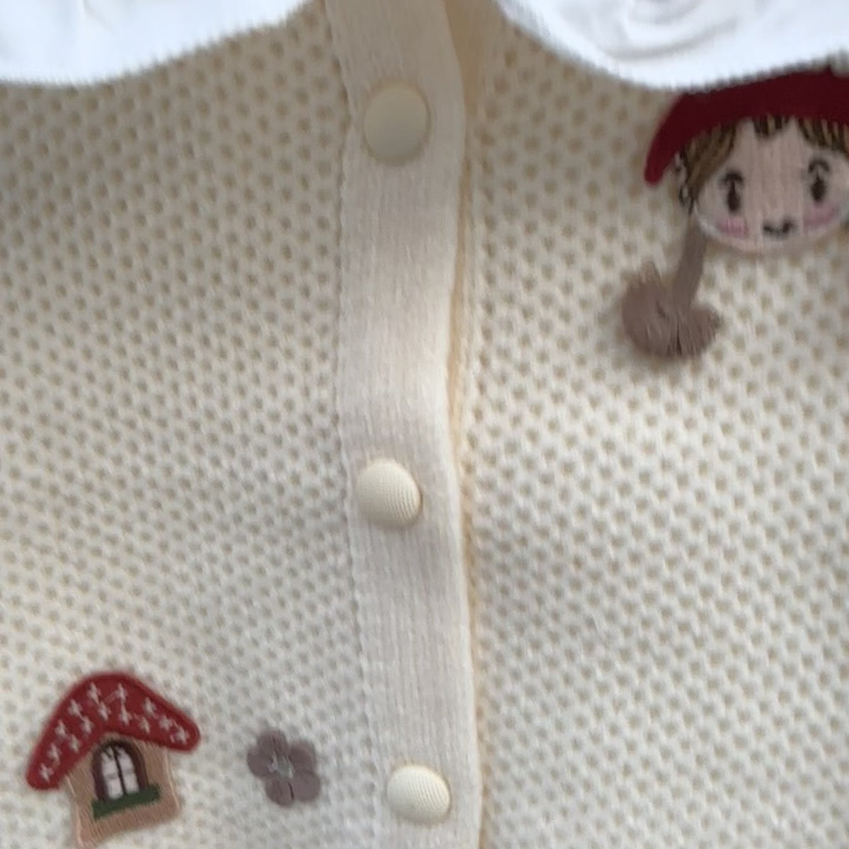 Girls Mushroom Knit Sweater, Shirt & Denim Pant Set