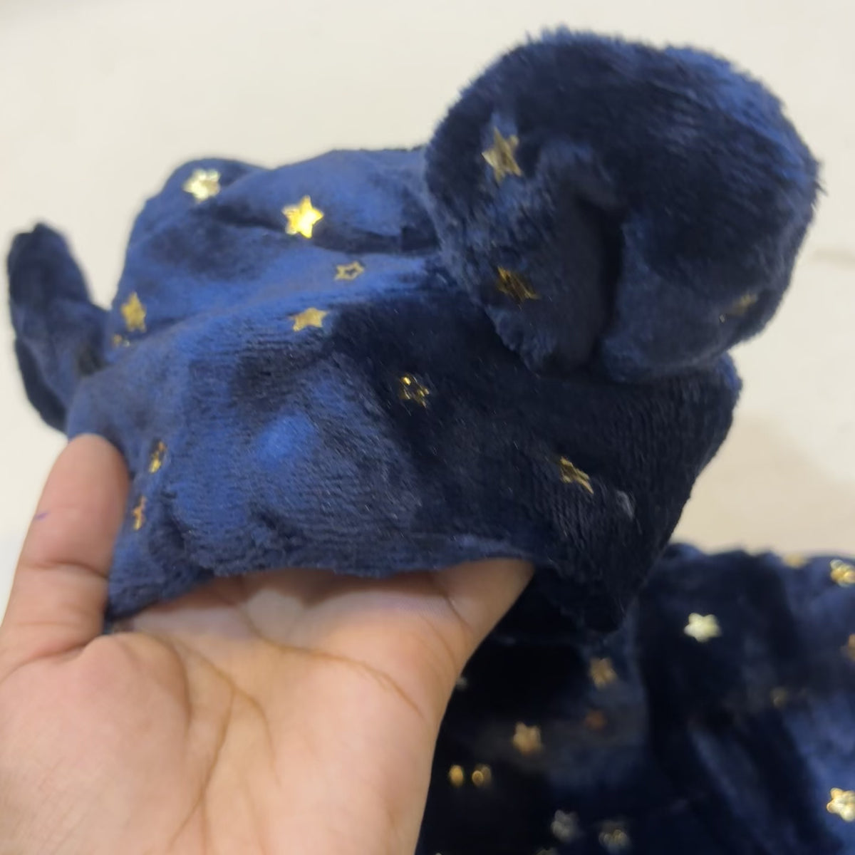 Baby Gold Star Bear Ear Shaggy Zip Romper
