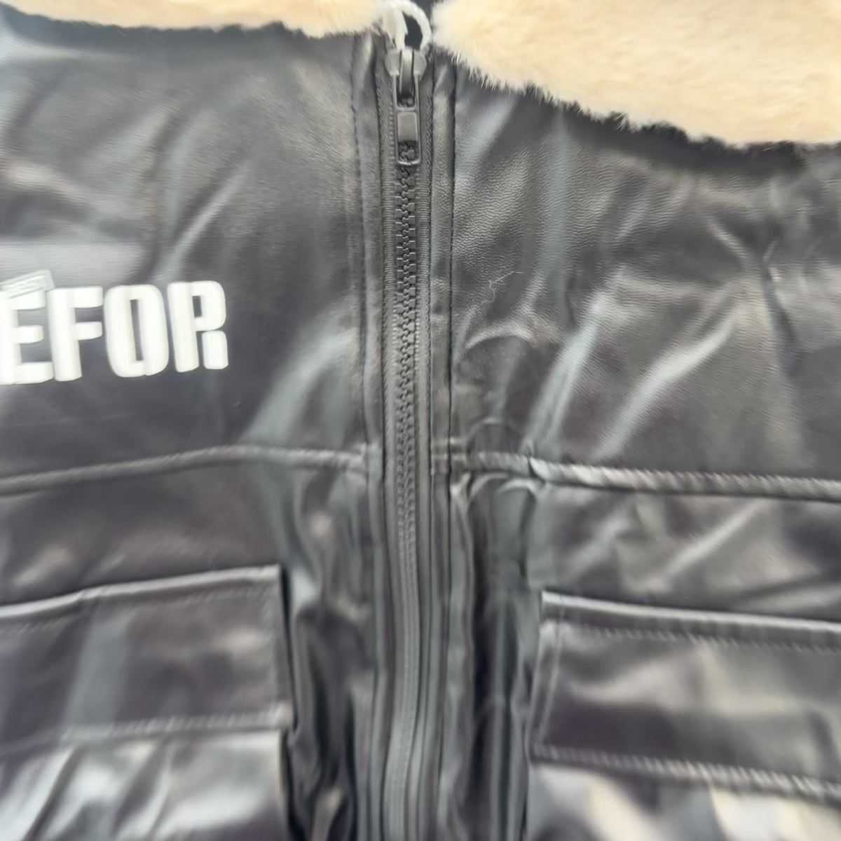 Boys Sherpa Collar Leather Jacket