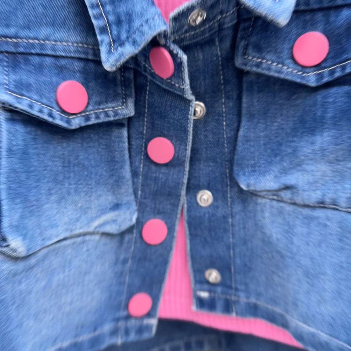 Girls Denim Jacket, Ribbed Inner & Skirt 3PC Set