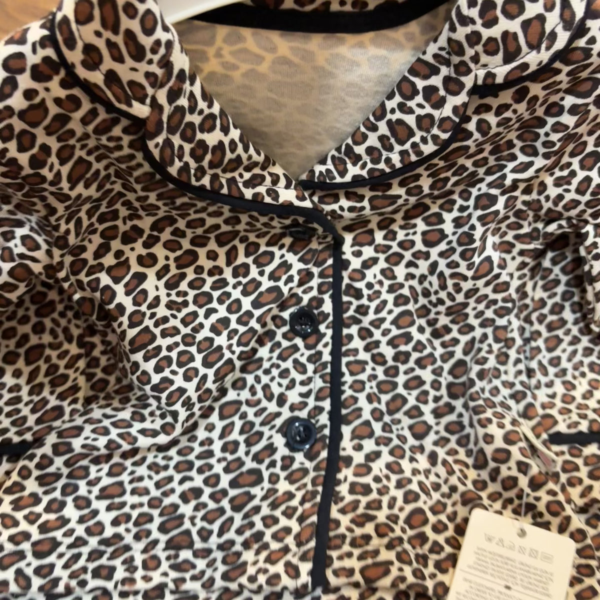 Kids Leopard Print Piped Night Suit 2PC Set