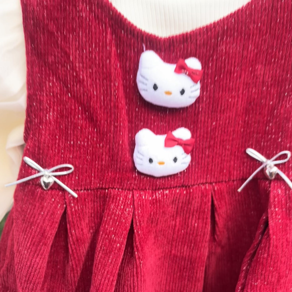 Girls Cat Button Frock & Shirt Set