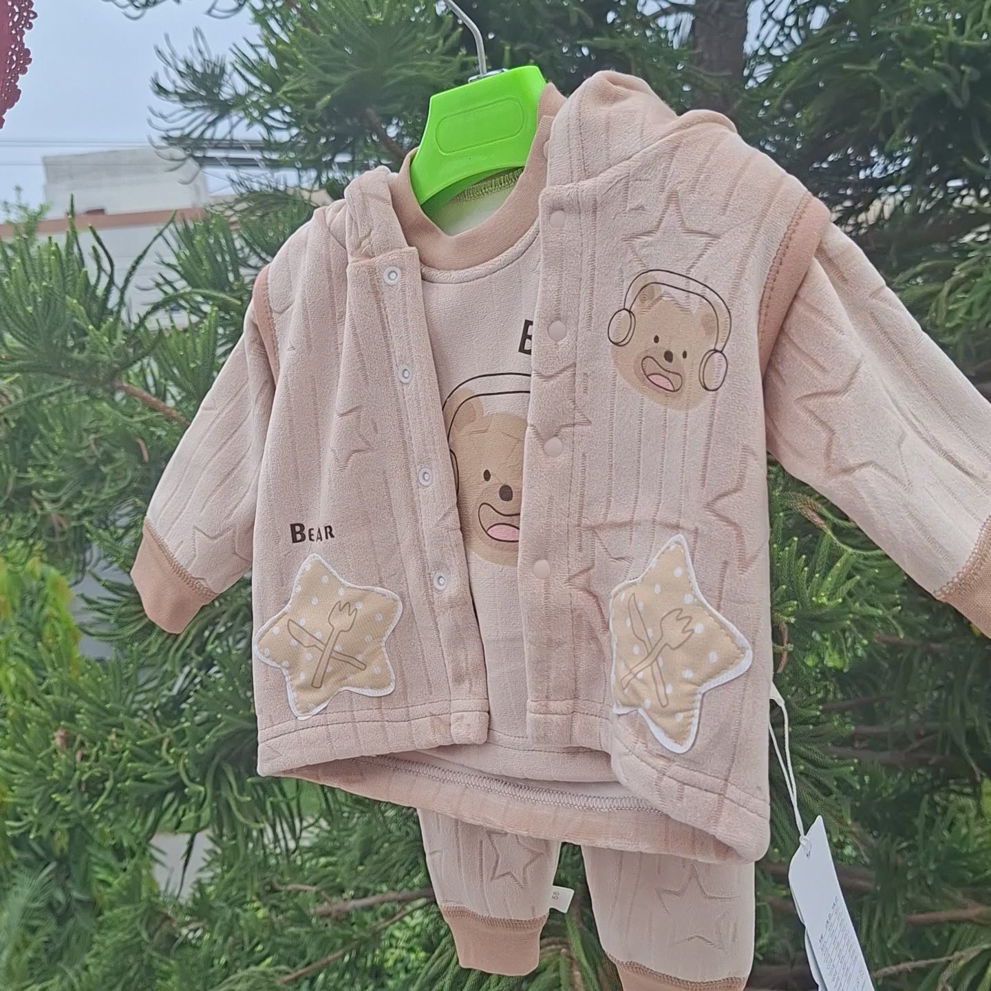 Teddy Velvet 3-Piece Baby Tracksuit