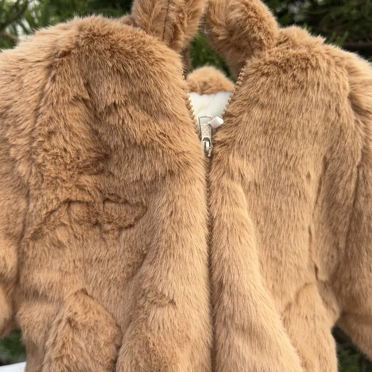 Kids Bear Hooded Fur Jacket