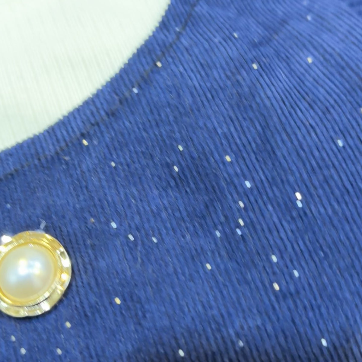 Girls Navy Sparkle Pinafore Frock & Shirt 2PC Set