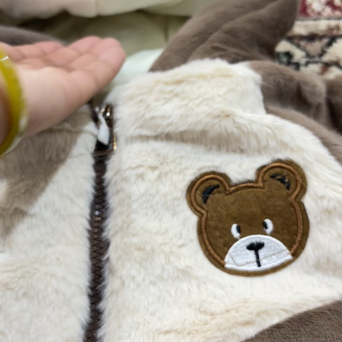 Kids Bear Ear Plush Hooded Winter Jacket
