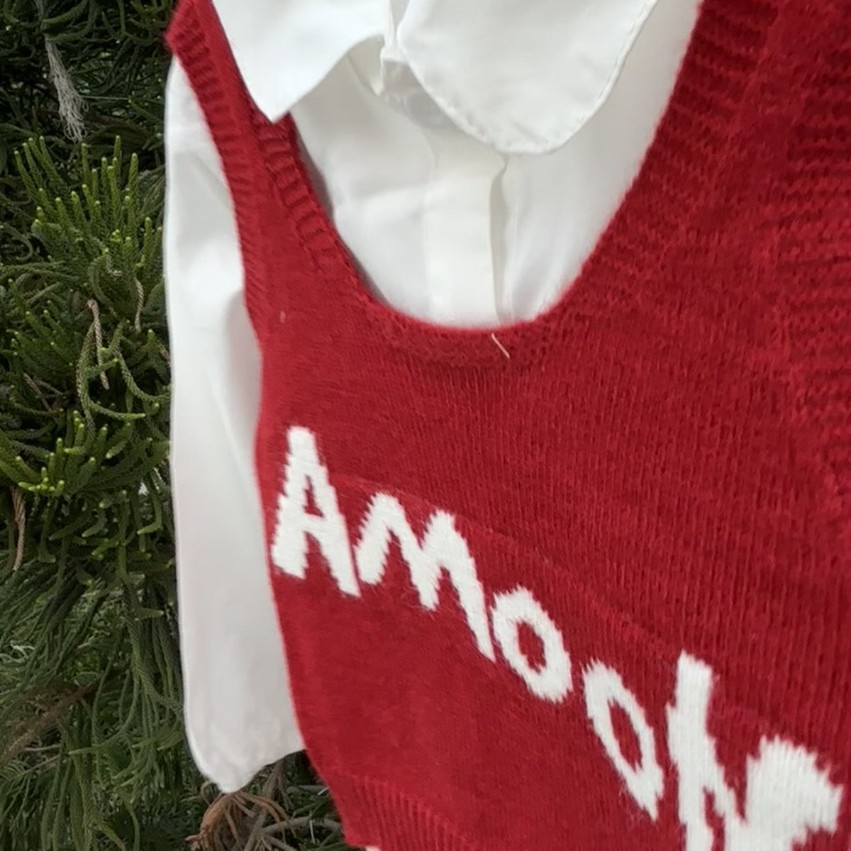 Girls Amour Sweater, Shirt & Check Skirt Set