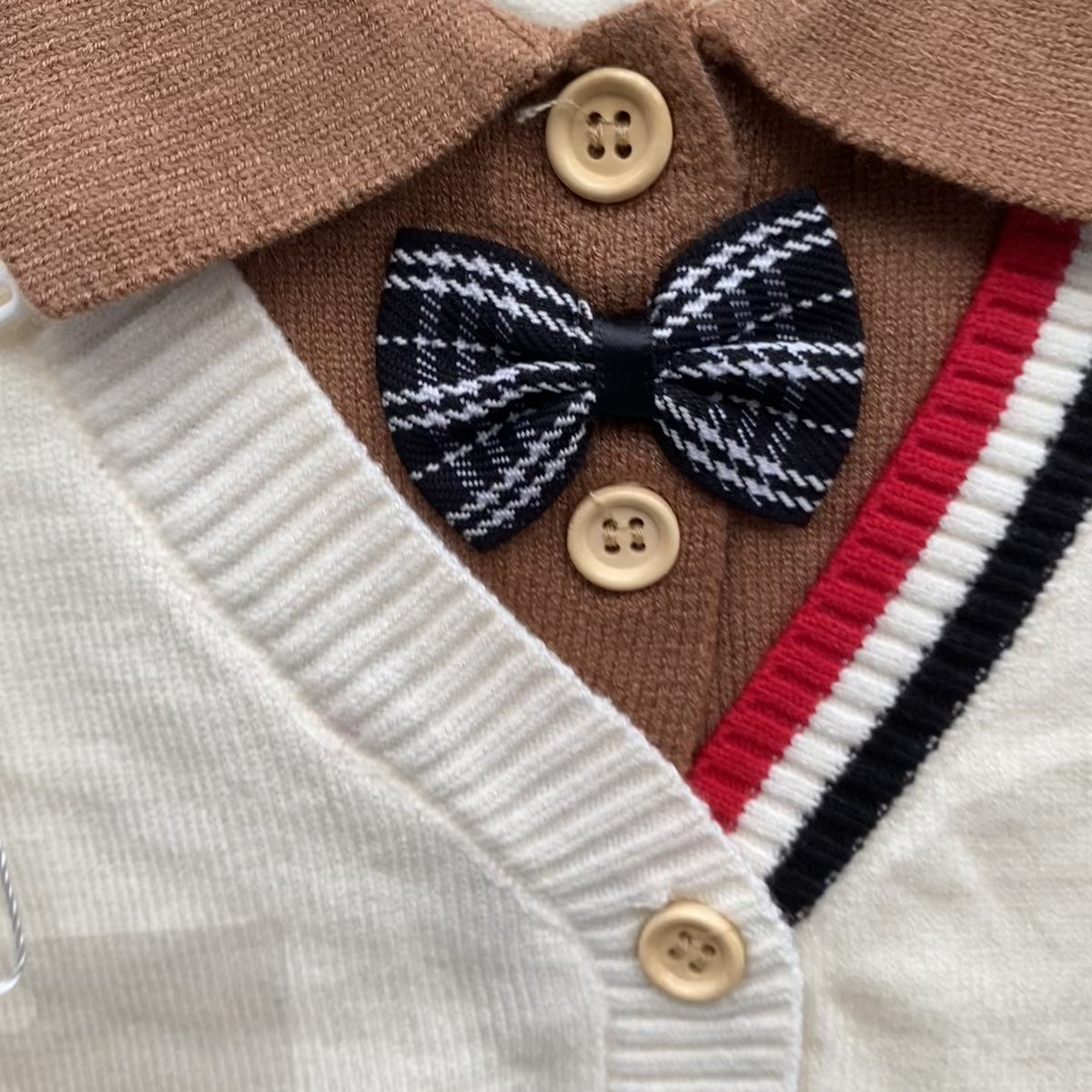 Knitted Bow-Tie Newborn Romper