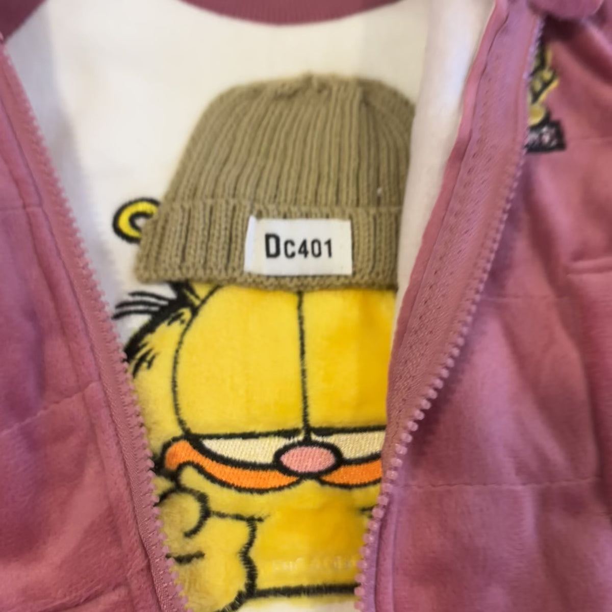 Kids Garfield Ear Hood Velvet Jacket & Trouser 3PC Suit