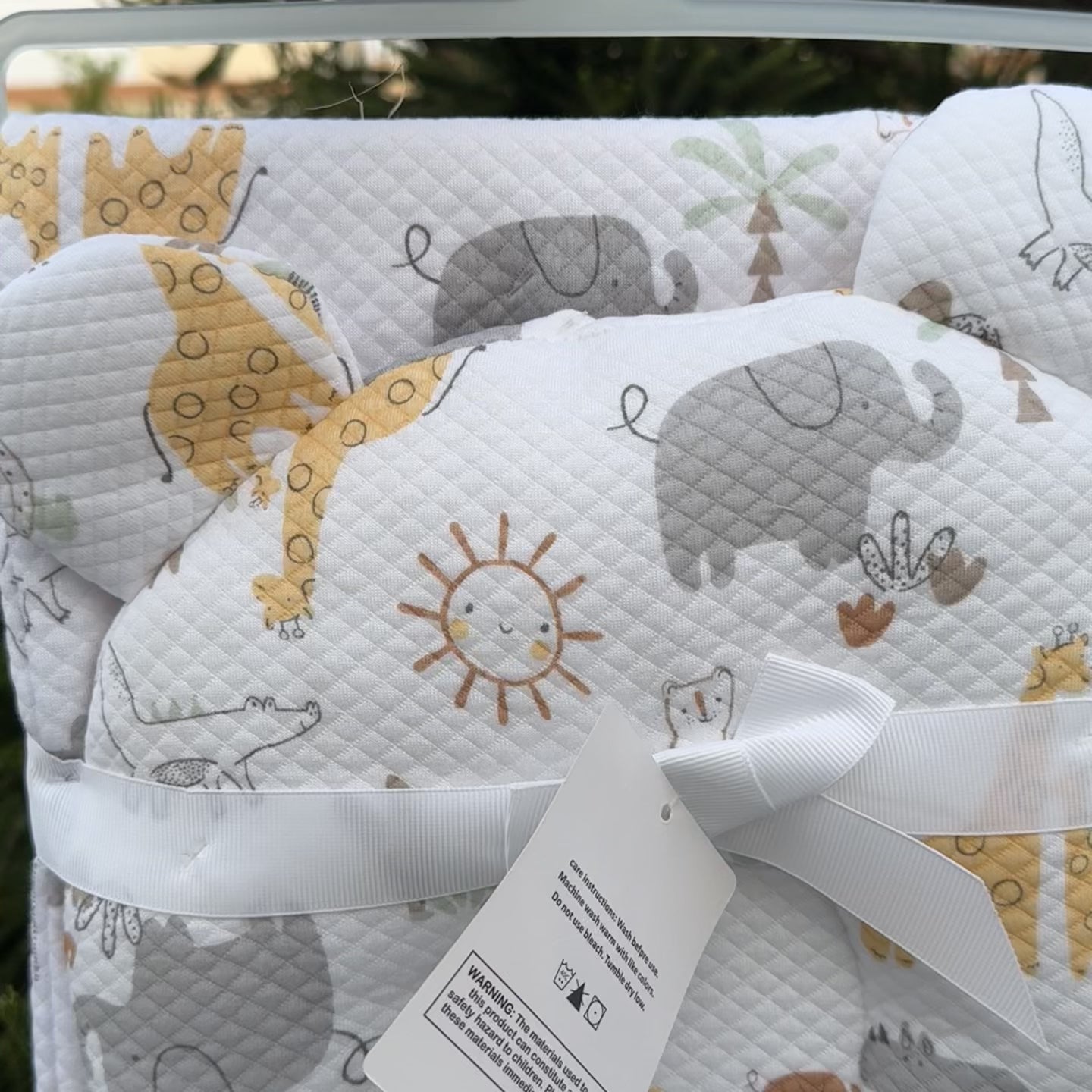 Safari Animals Baby Bedding Set with Bear Pillow