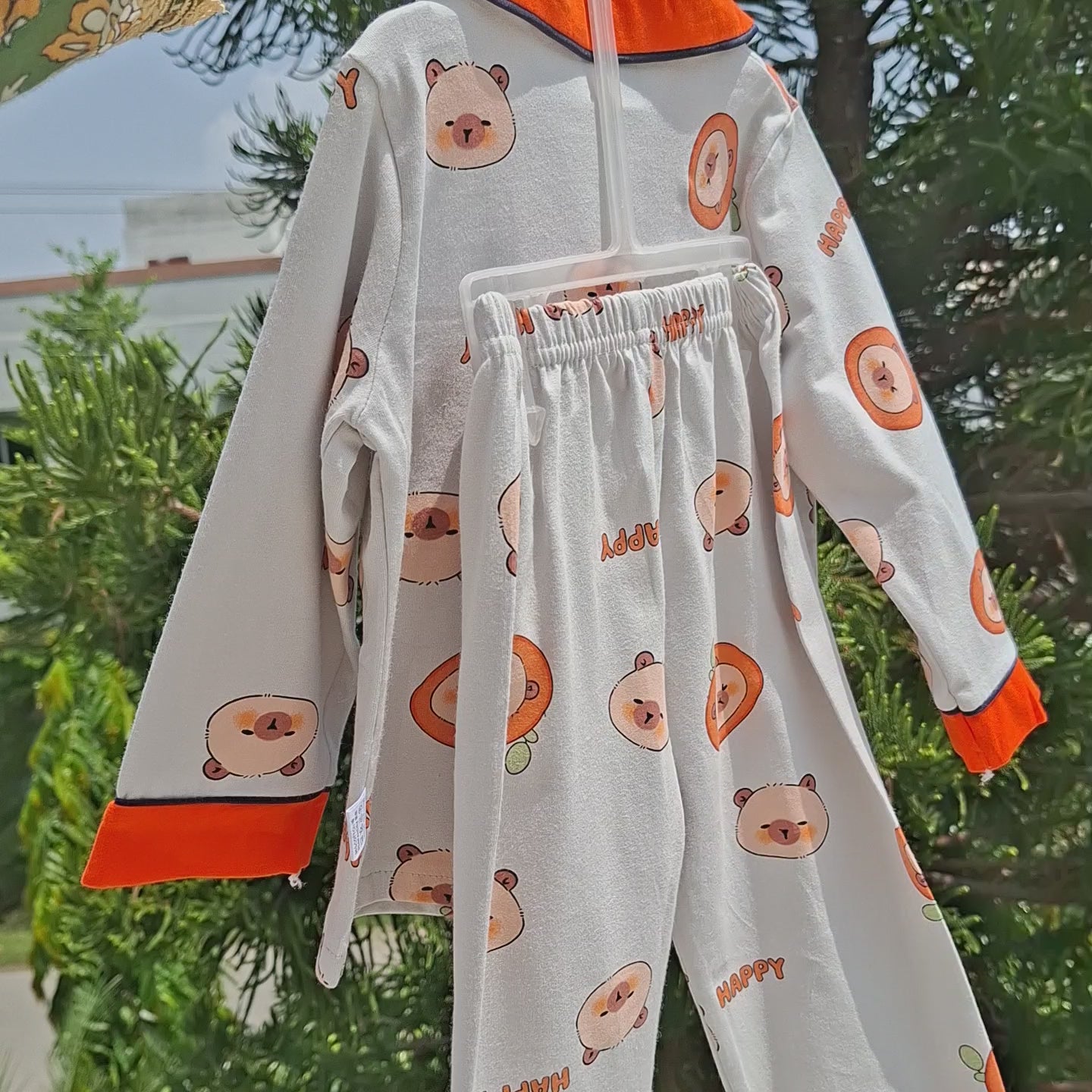 Bear Print 2-Piece Kids Night Suit