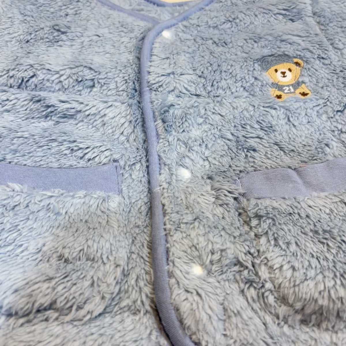Baby Bear Patch Shaggy Jacket & Trouser 2PC Suit