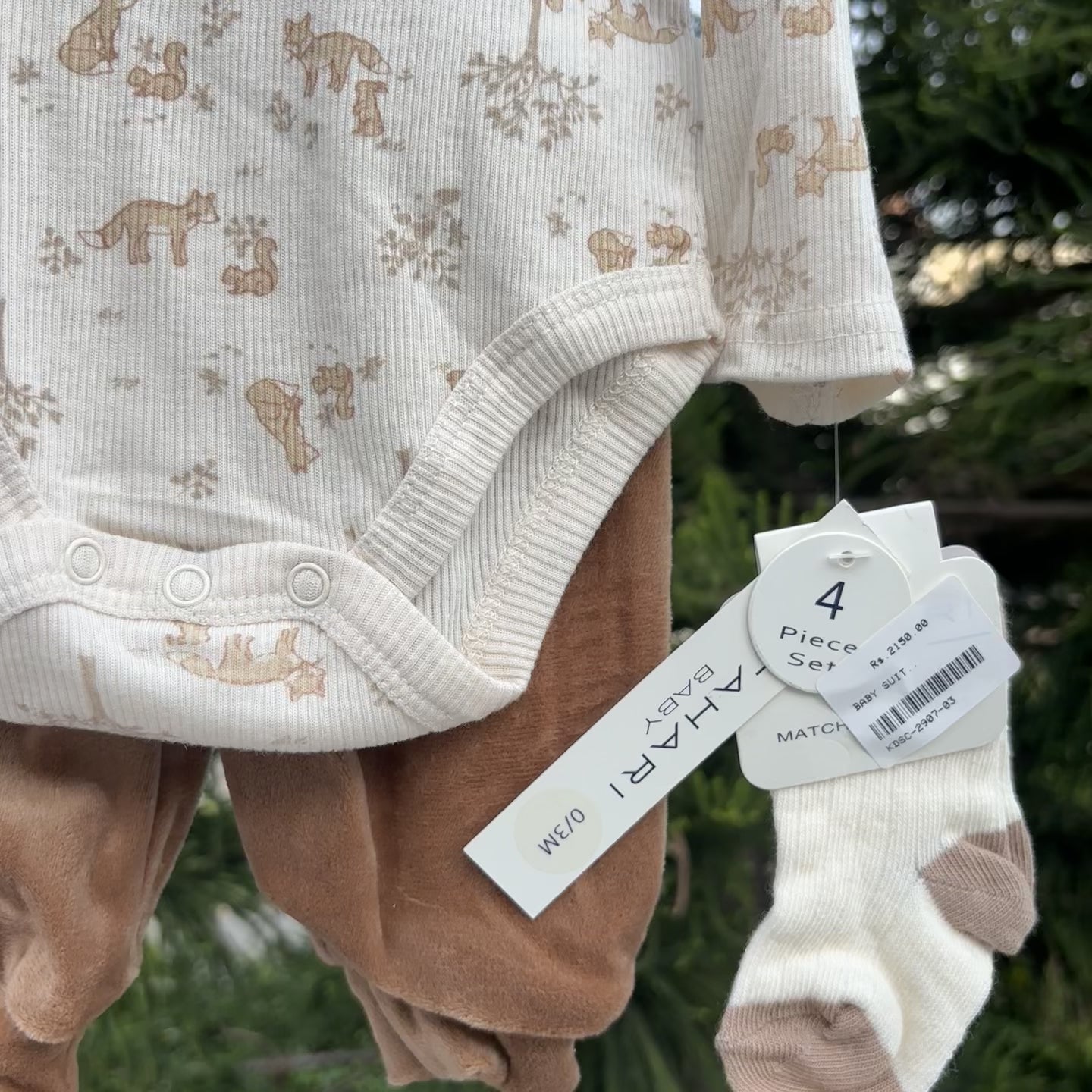 Little Explorer 4-Piece Baby Bodysuit & Trouser Set