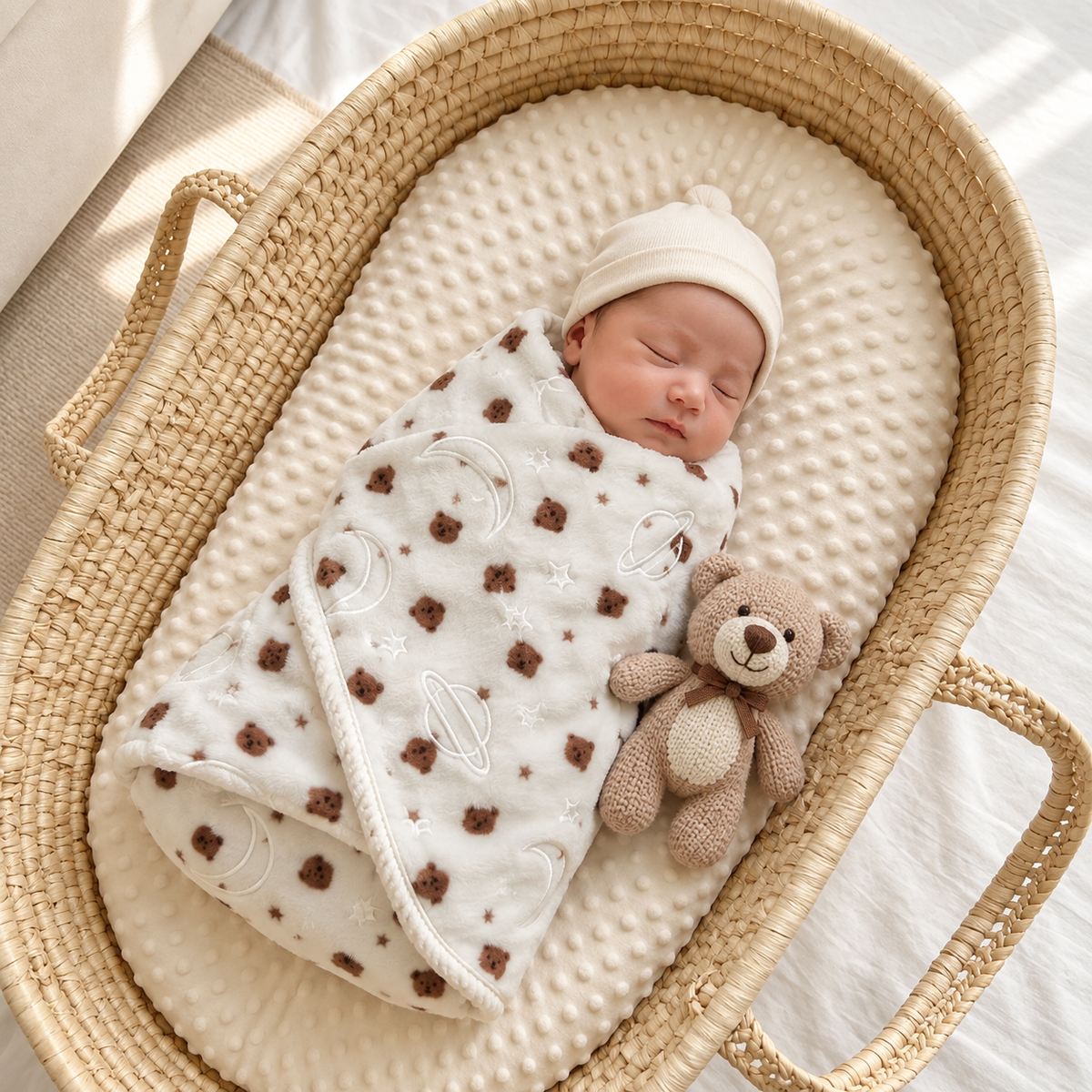 Brown plush winter baby blanket 30x40 inch