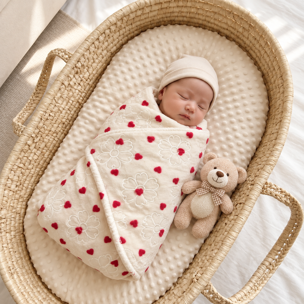 Red plush winter baby blanket 30x40 inch