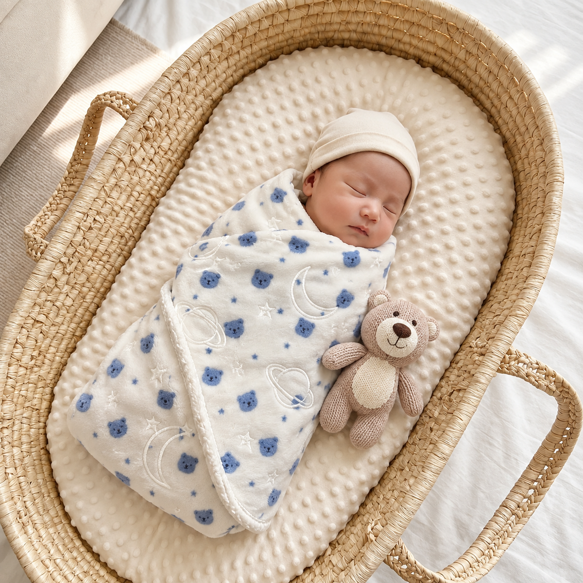 Sky plush winter baby blanket 30x40 inch