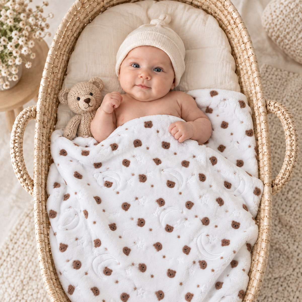 Brown plush winter baby blanket 42x52 inch